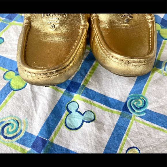 100% Auth PRADA Calzature Donna Nappa Flats Loafers | Platino Gold | 38 (7/7.5) - Picture 14 of 16